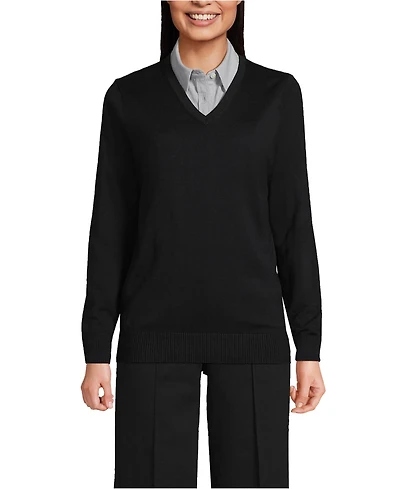 Lands' End Men's Unisex Cotton Modal Vneck Pullover Sweater