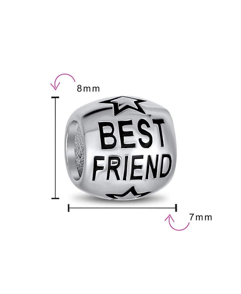 Bling Jewelry Word Best Friend Star Bff Charm Barrel Bead Oxidized Sterling Silver Fits European Bracelet
