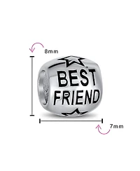 Bling Jewelry Word Best Friend Star Bff Charm Barrel Bead Oxidized Sterling Silver Fits European Bracelet