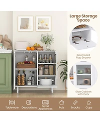 Skonyon Kitchen Sideboard with Glasses Holder for Living Room Dining Room-White