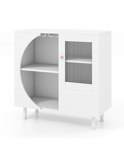 Skonyon Kitchen Sideboard with Glasses Holder for Living Room Dining Room-White