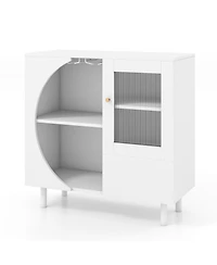 Skonyon Kitchen Sideboard with Glasses Holder for Living Room Dining Room-White