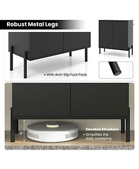 Skonyon 2-Door Buffet Cabinet Sideboard with Shelf and Metal Legs-Black