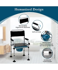 Sugift 4-in-1 Folding Bedside Commode Chair with Detachable Bucket and Towel Holder