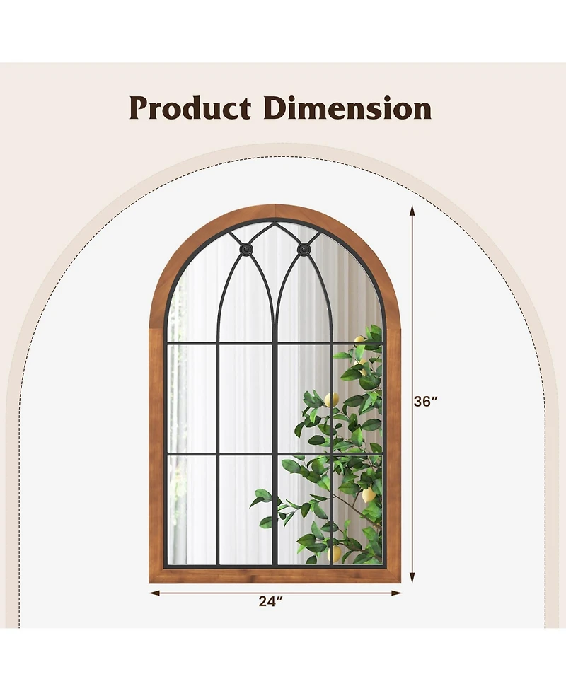 Skonyon Arched Window Finished Mirror with Back Board-Natural