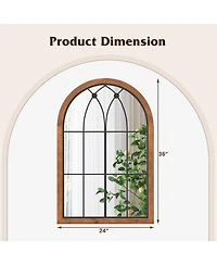 Skonyon Arched Window Finished Mirror with Back Board-Natural