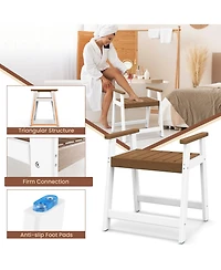 Skonyon Shower Bench with Arms for Inside Shower Shaving Legs-Brown