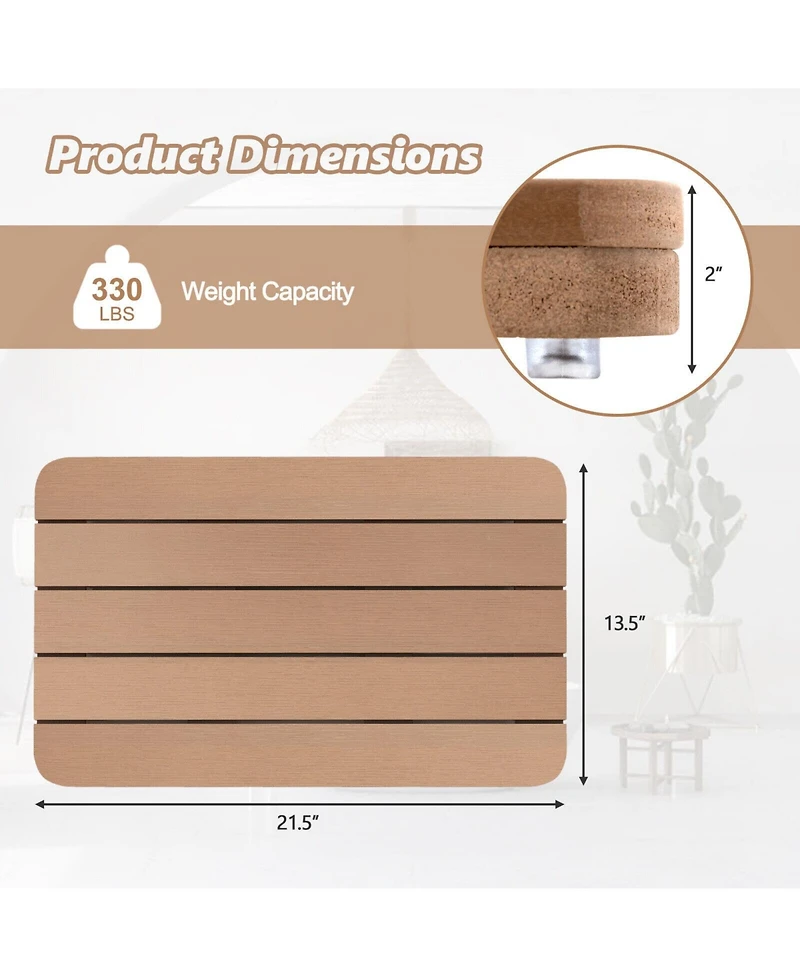 Skonyon Waterproof Hips Spa Shower Mat for Bathroom with Non Slip Foot Pads-Brown