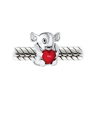 Bling Jewelry Red Heart Elephant Charm Bead in Sterling Silver for European Bracelets