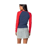 Edikted Womens Tommi Raglan Long Sleeve T Shirt