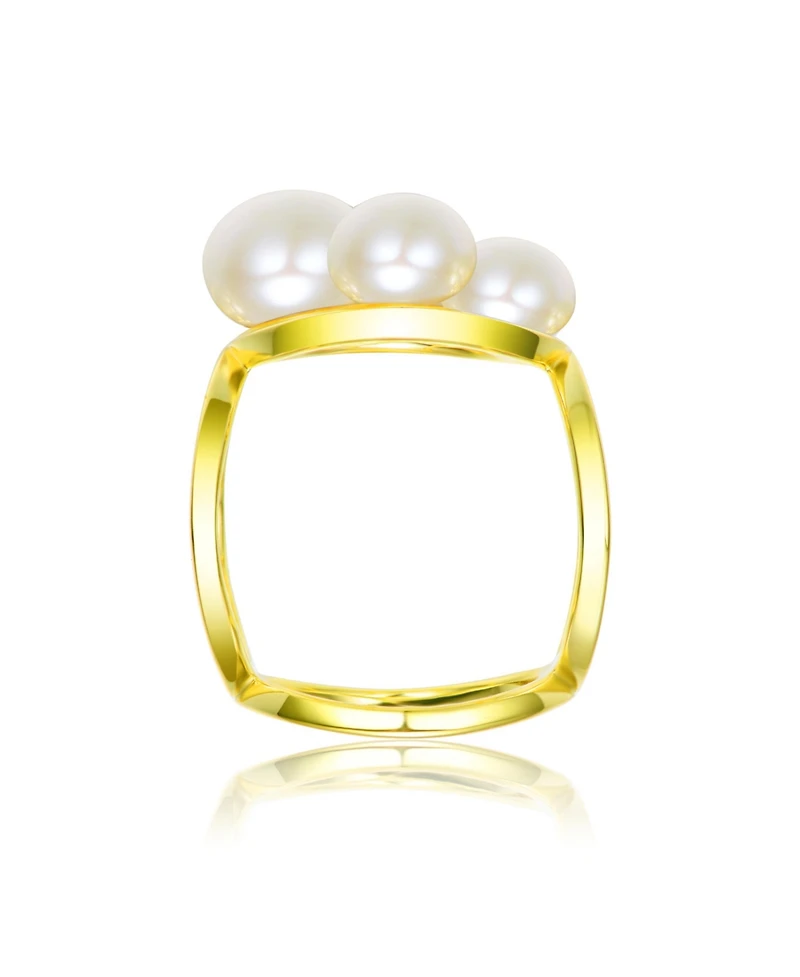 Sterling Silver 14k Gold Plated with Freshwater Pearls Ball Ring