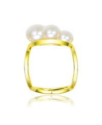 Sterling Silver 14k Gold Plated with Freshwater Pearls Ball Ring