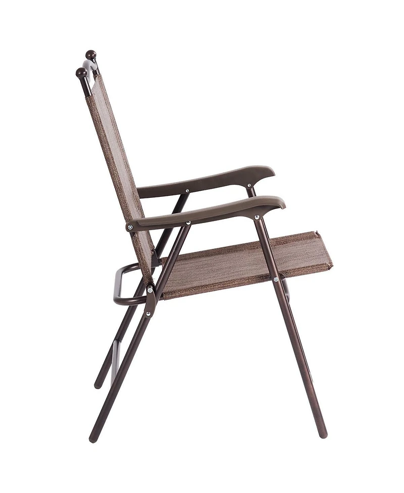 Costway Set of 2 Patio Folding Sling Back Chairs Camping Deck Garden