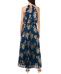 Msk Women's Embellishment Halter-Neck Pleated Dress