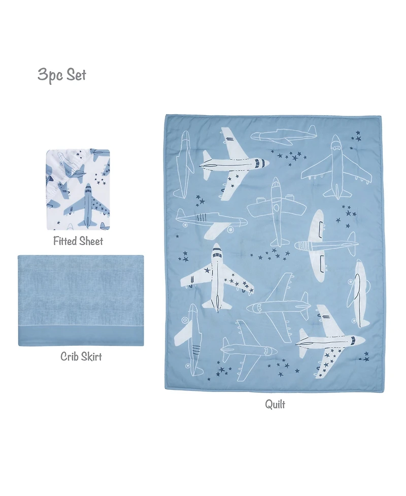 Bedtime Originals Little Aviator 3-Piece Airplane Nursery Baby Crib Bedding Set