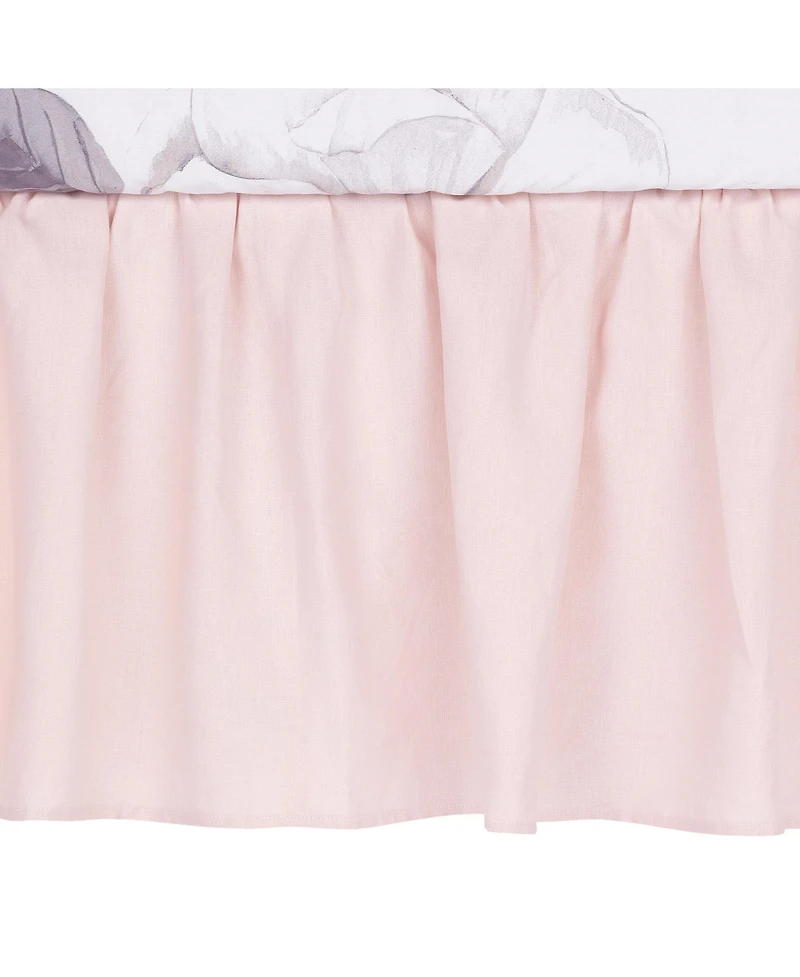 Lambs & Ivy Floral Garden Watercolor/Pink Linen 5-Piece Baby Crib Bedding Set