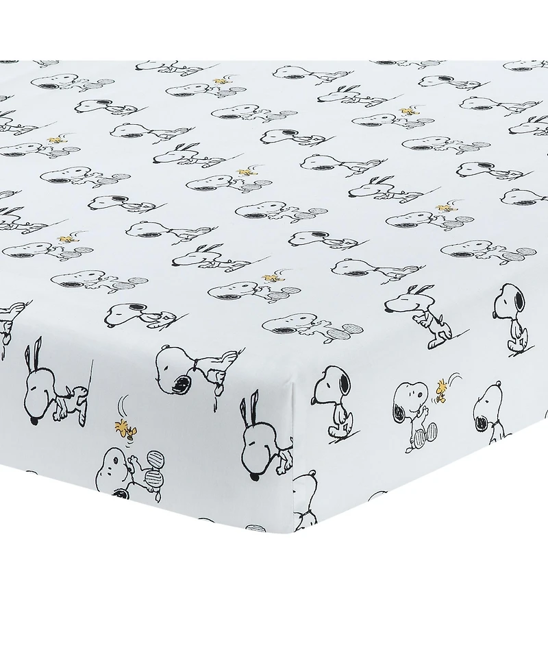 Lambs & Ivy Classic Snoopy White/Black/Gray 3-Piece Baby Crib Bedding Set