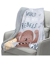 Lambs & Ivy Star Wars Rebels R2D2/C-3PO/Chewbacca Soft Faux Shearling Baby Blanket