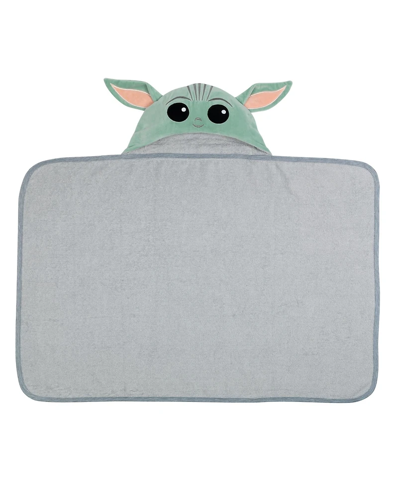 Lambs & Ivy Baby Boys Star Wars The Child/Baby Yoda/Grogu Gray Hooded Bath Towel