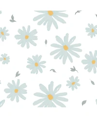 Lambs & Ivy Sweet Daisy 100% Cotton White/Blue Floral Baby Fitted Crib Sheet