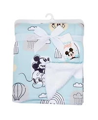 Lambs & Ivy Disney Baby Classic Mickey Mouse Blue/White Soft Fleece Baby Blanket