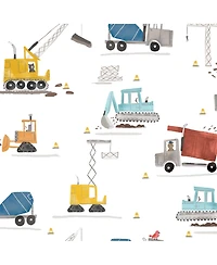 Bedtime Originals Construction Zone Baby Fitted Crib/Toddler Sheet- White/Trucks