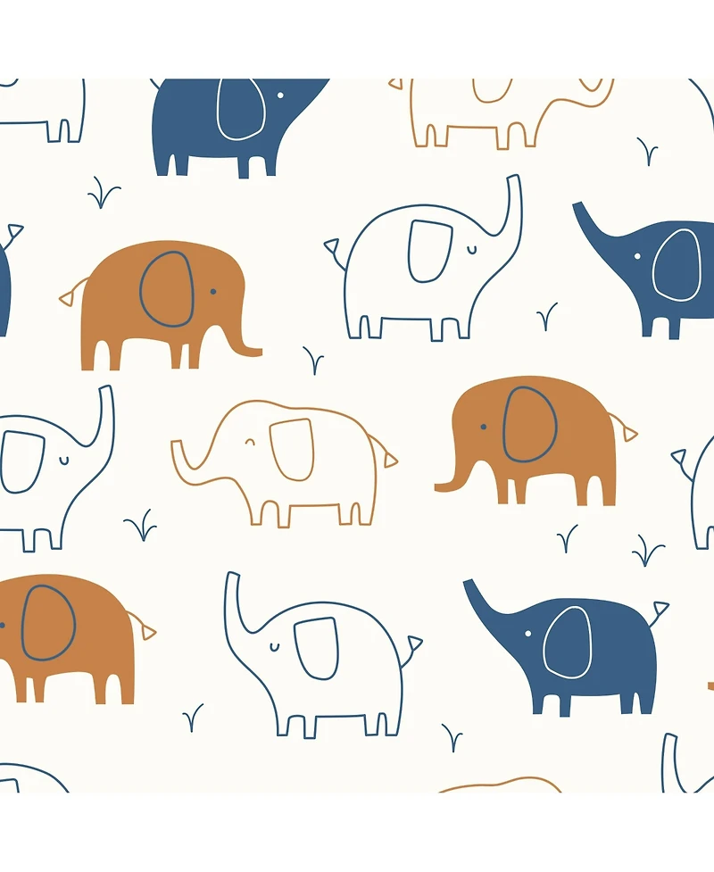Lambs & Ivy Playful Elephant 100% Cotton White/Blue Baby Fitted Crib Sheet