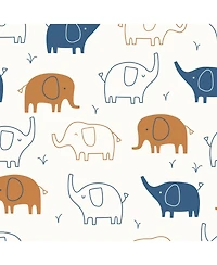 Lambs & Ivy Playful Elephant 100% Cotton White/Blue Baby Fitted Crib Sheet