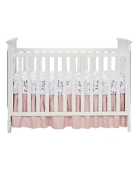 Lambs & Ivy Petals White/Pink/Gray Floral 100% Cotton Fitted Crib/Toddler Sheet