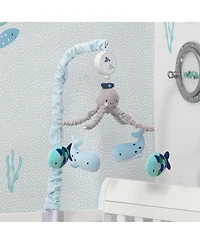 Lambs & Ivy Oceania Blue/Gray Whale/Fish Nautical/Ocean Musical Baby Crib Mobile