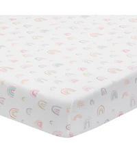 Lambs & Ivy Watercolor Pastel Pink/Mint Rainbow 5-Piece Baby Crib Bedding Set