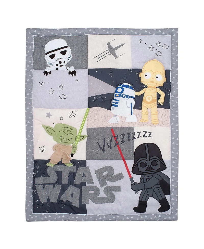 Lambs & Ivy Star Wars Classic 3-Piece Baby Crib Bedding Set - Yoda/Darth Vader