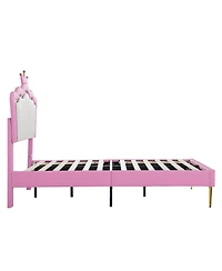 Streamdale Furniture Upholstered Princess Bed with Led Crown Headboard