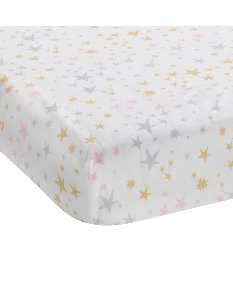 Bedtime Originals Rainbow Unicorn with Fox, Squirrel and Owls Pink/Purple 3-Piece Baby Nursery Crib Bedding Set