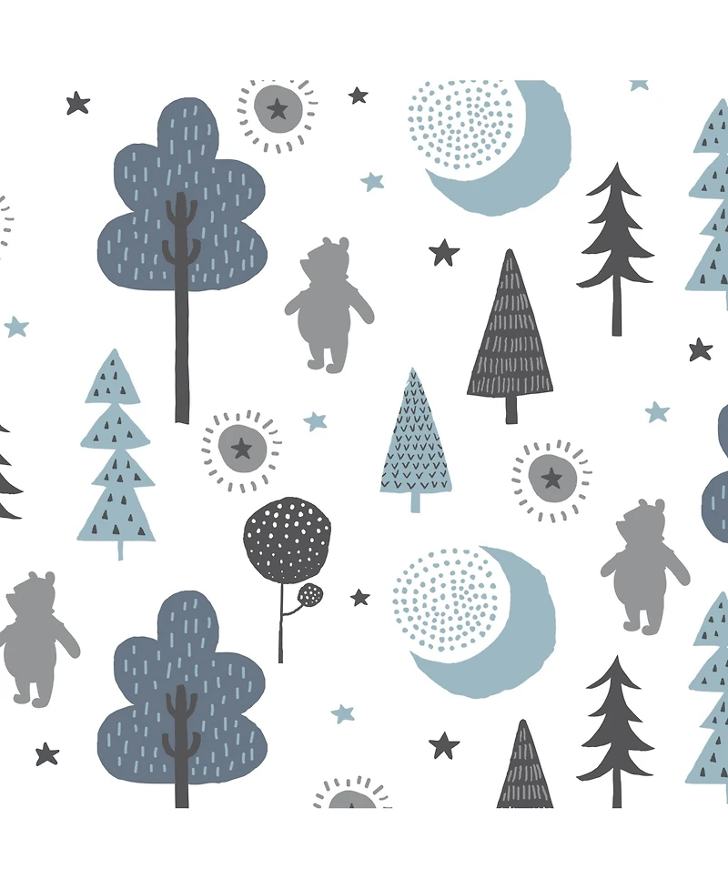 Lambs & Ivy Disney Baby Forever Pooh White/Blue Bear Fitted Crib Sheet by