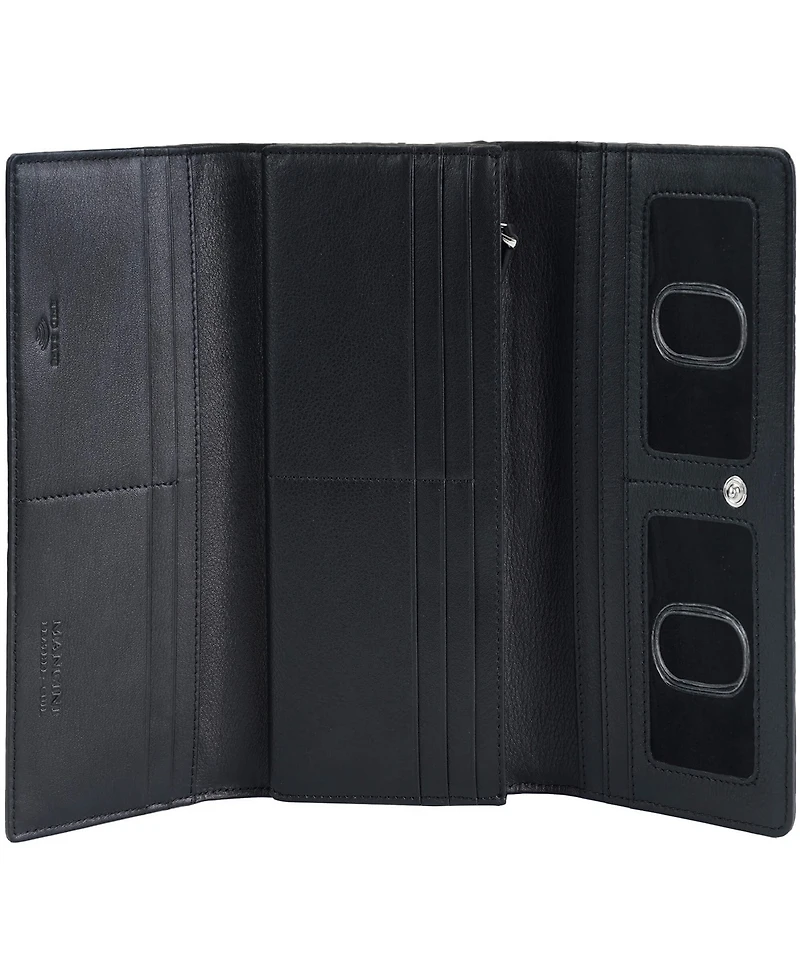 Mancini Women's Croco2 Rfid Secure Trifold Wallet