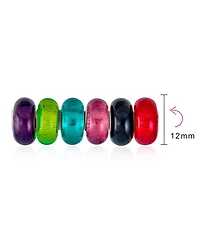 Bling Jewelry Mixed Spacer Set Of Bundle Translucent Colorful Metallic Foil Jewel Tones Multi Color Murano Glass Charm Bead Sterling Silver Core Fits
