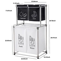 2-Tier Laundry Sorter with Removable Bags for Laundry Organization