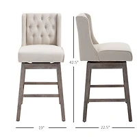 2-Pack Beige 30" Barstools with Button Tufted Design
