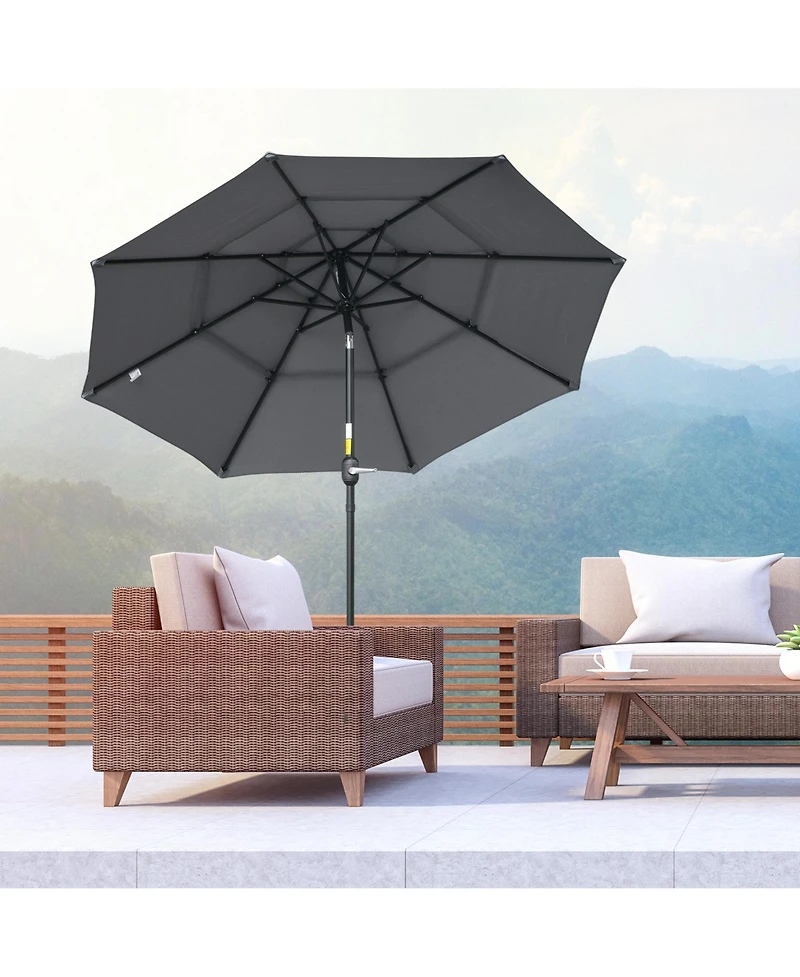 9FT 3-Tier Patio Market Umbrella with Tilt