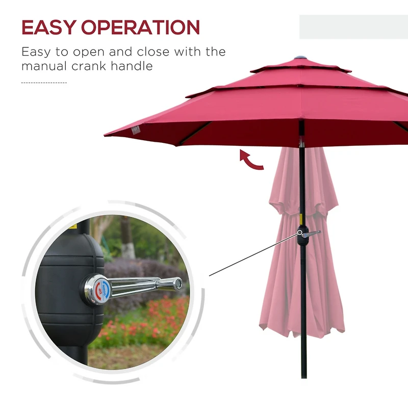9FT Patio Umbrella with Tilt and Crank