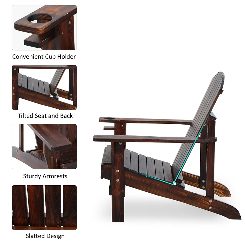 Classic Adirondack Chair with Cup Holder & Weather Resistance