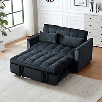 Simplie Fun Convertible Sofa Bed with Adjustable Backrest, Velvet Loveseat