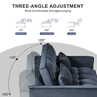 Simplie Fun Convertible Sofa Bed with Adjustable Backrest, Velvet Loveseat