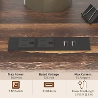 Mobile Printer Stand with Socket & Usb Ports, Rustic Brown