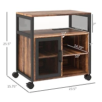 Mobile Printer Stand with Socket & Usb Ports, Rustic Brown