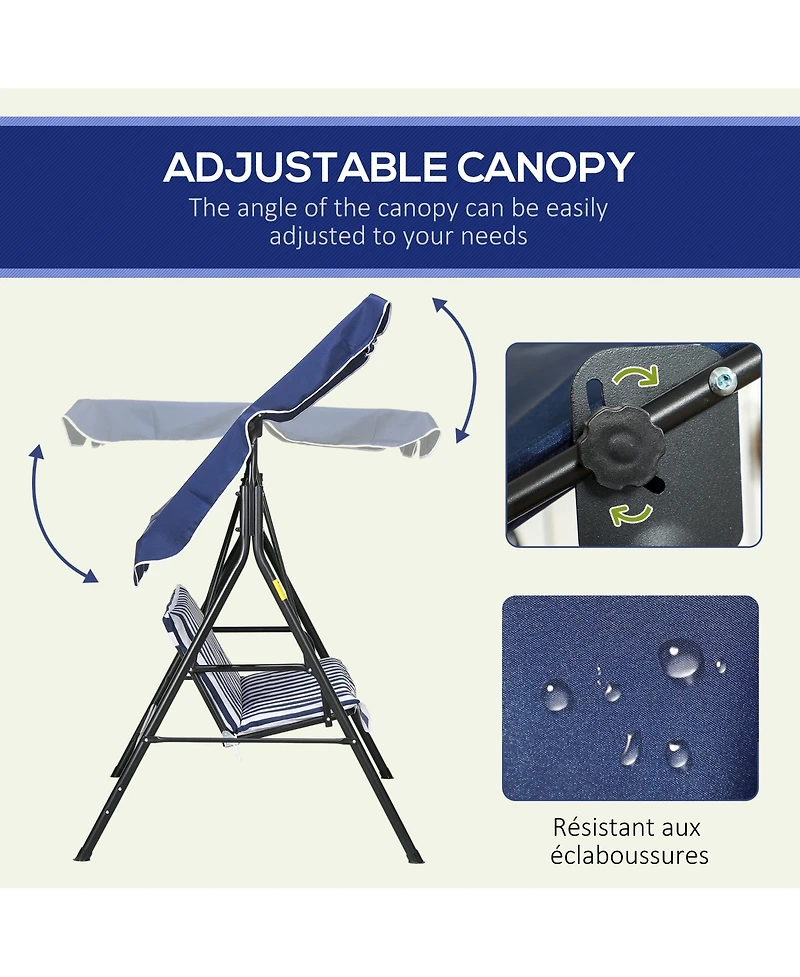 3-Seat Patio Swing Chair with Canopy and Cushion