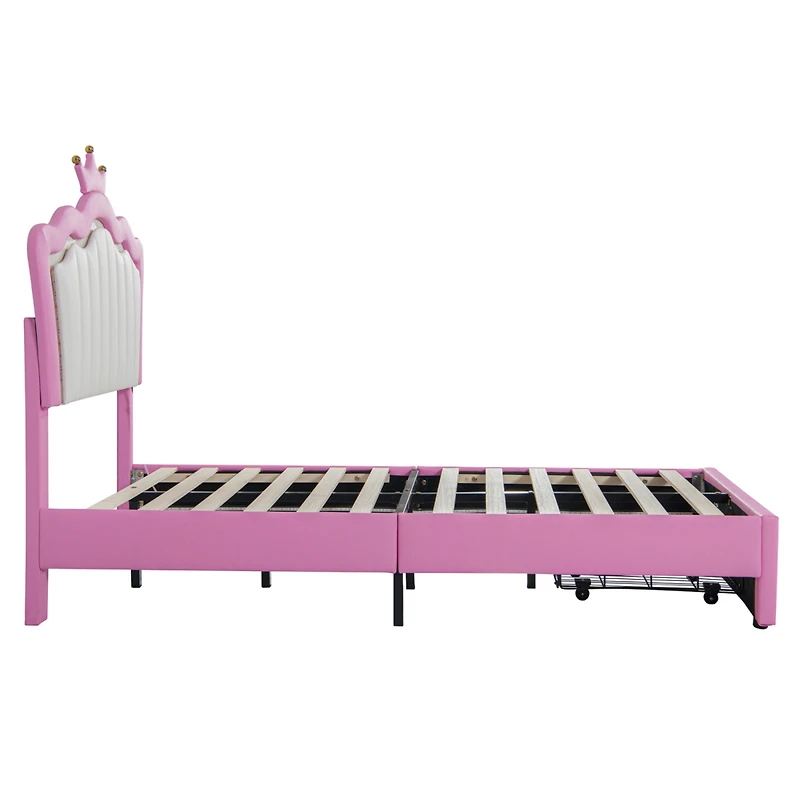 Streamdale Twin Upholstered Bed with Crown Headboard and Led Lights