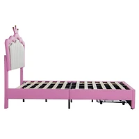 Streamdale Twin Upholstered Bed with Crown Headboard and Led Lights