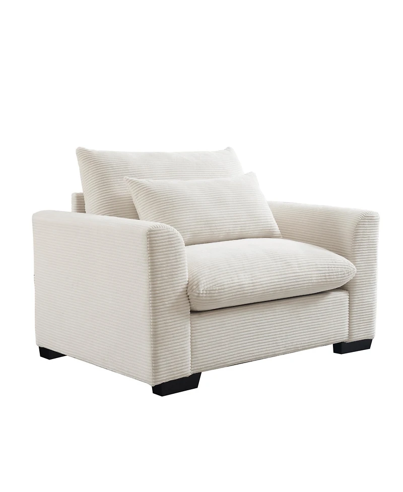 Streamdale Furniture Beige Corduroy Single Sofa Accent Chair with Pillow
